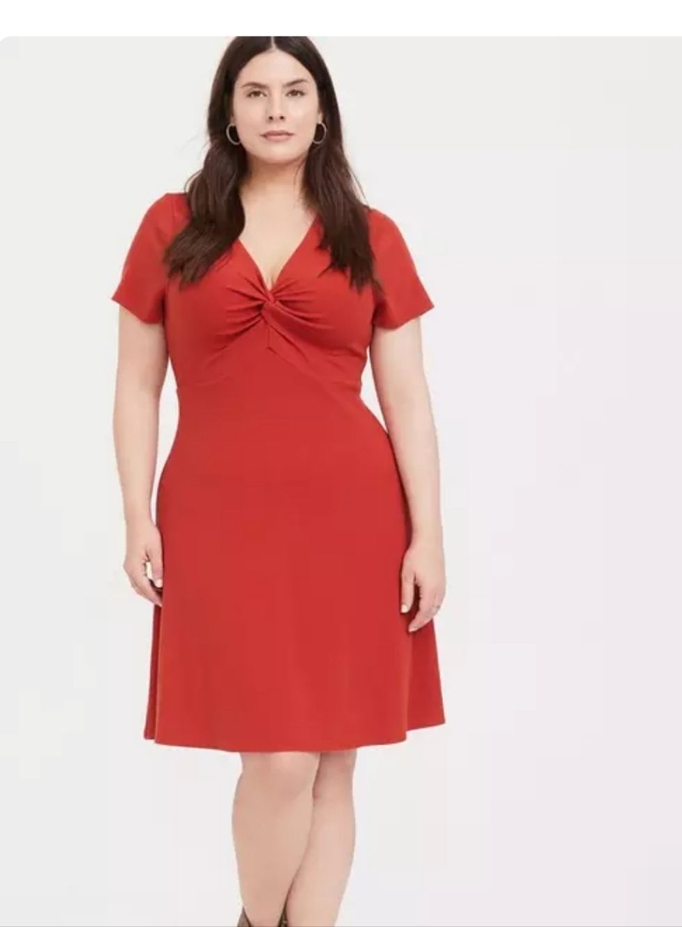 torrid Ribbex Red/ Coppery Orange Twist-Front Fit & Flare Mini Dress Size 2